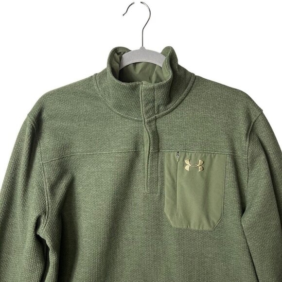 Under Armour Sweatshirt Pullover Mens L Coldgear Loose 1/4 Snap Fleece Lined - Picture 2 of 8